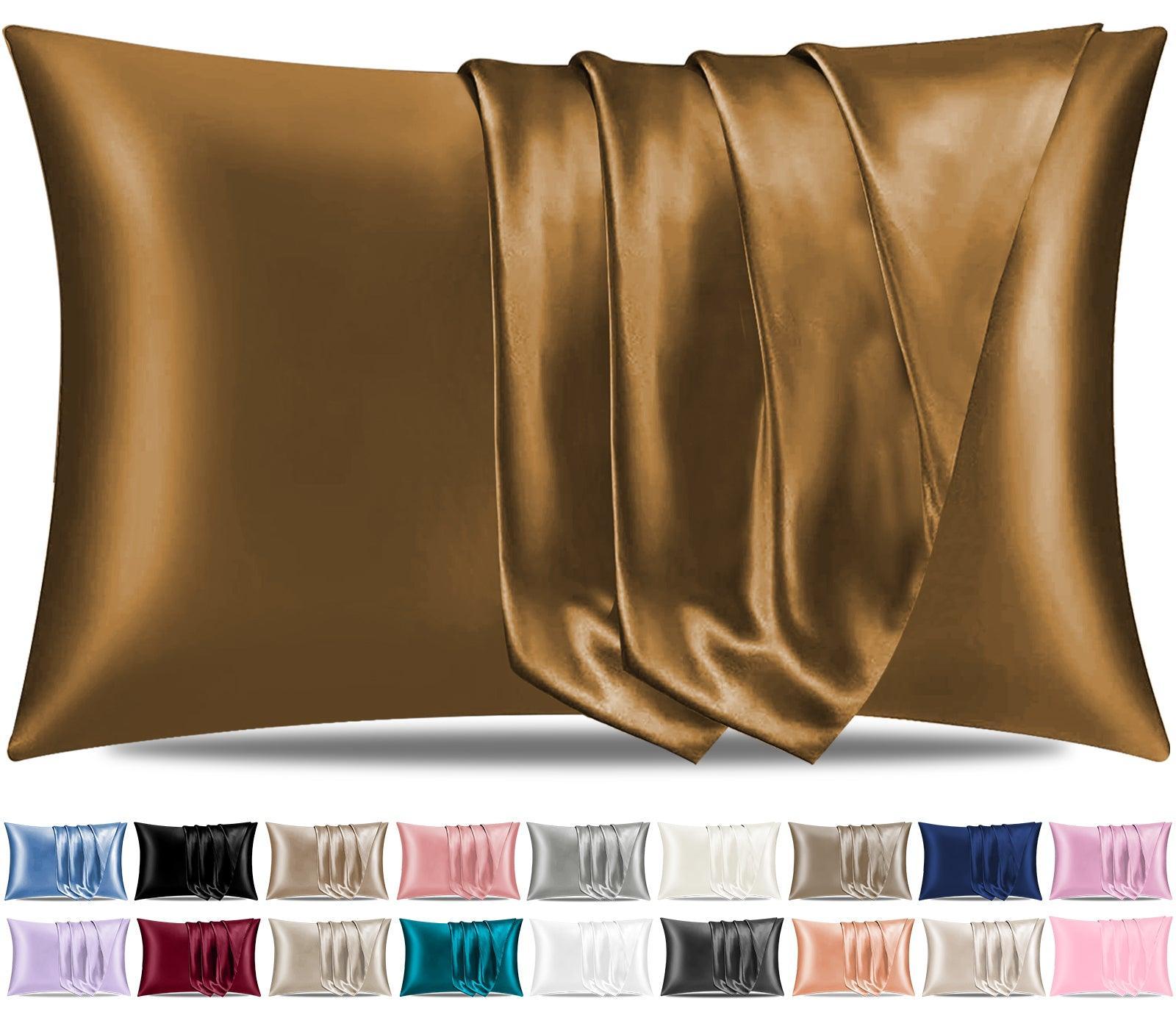 Satin Silk Pillowcase-Brown - Pamposh