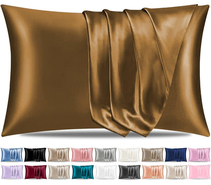 Satin Silk Pillowcase-Brown - Pamposh