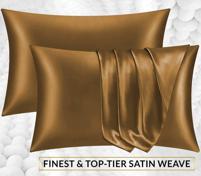 Satin Silk Pillowcase-Brown - Pamposh