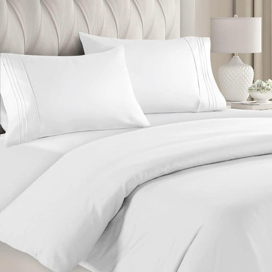 CGK Plain Duvet Cover Set-White - Pamposh