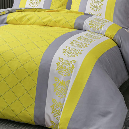 Lazzaro Duvet Cover Set-Bohemian (Yellow and Grey) - Pamposh