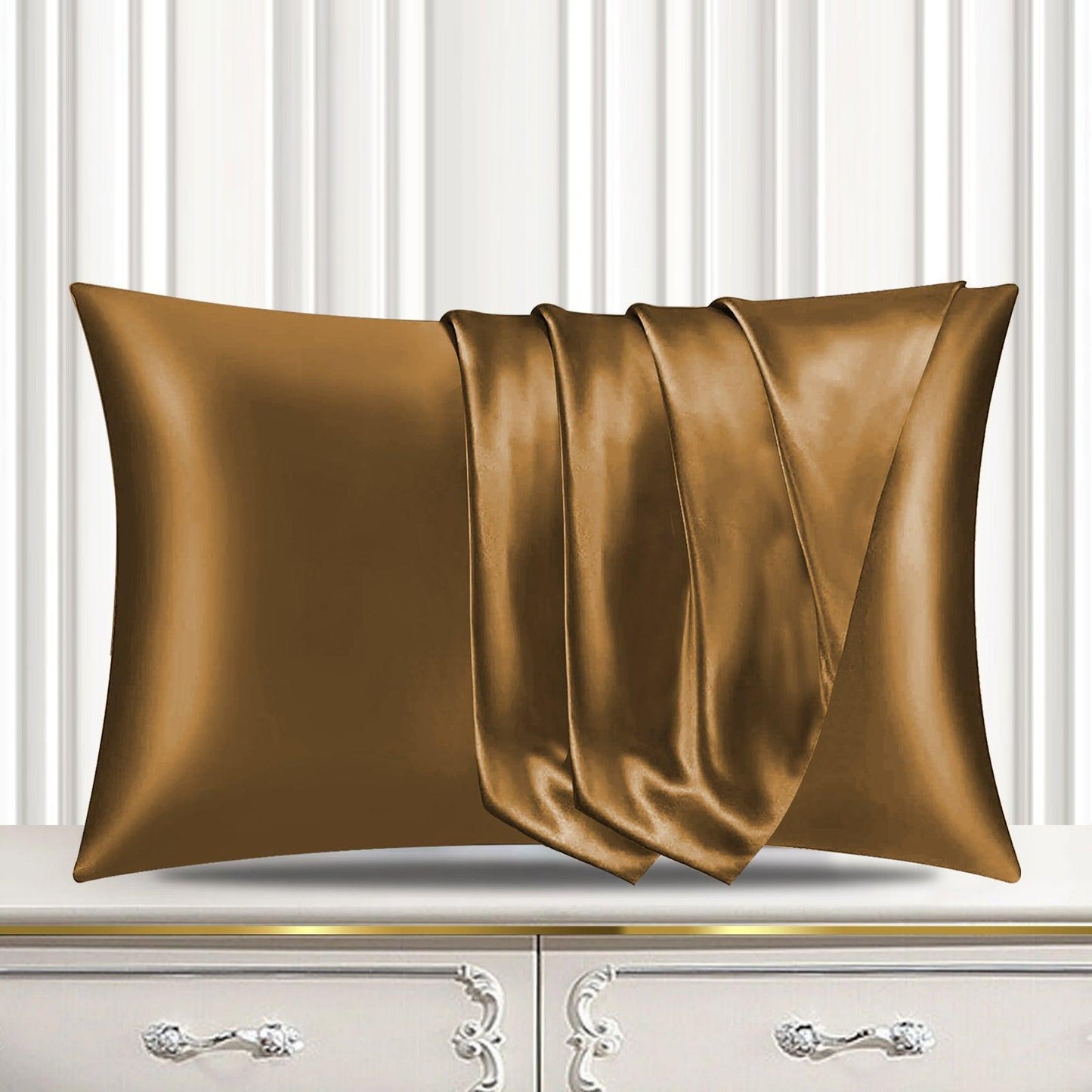 Satin Silk Pillowcase-Brown - Pamposh