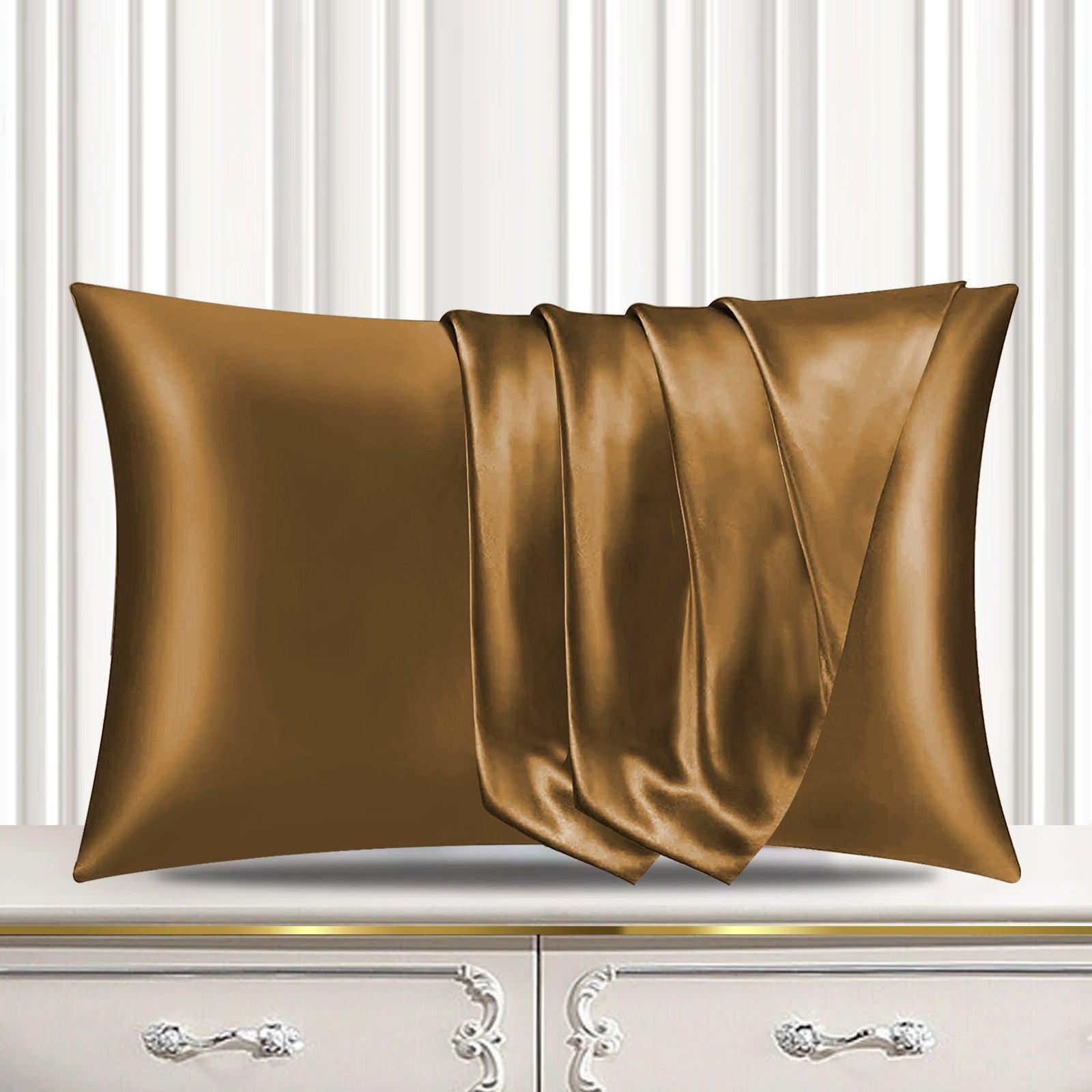 Satin Silk Pillowcase-Brown - Pamposh