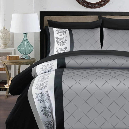 Lazzaro Duvet Cover Set-Bohemian (Grey,White and Black Lazzaro