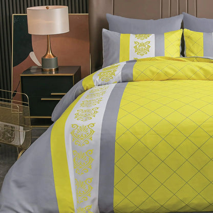 Lazzaro Duvet Cover Set-Bohemian (Yellow and Grey) Lazzaro