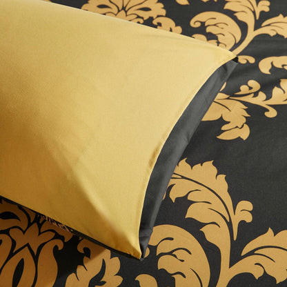 Lazzaro Duvet Cover Set-Damask (Black and Gold) - Pamposh