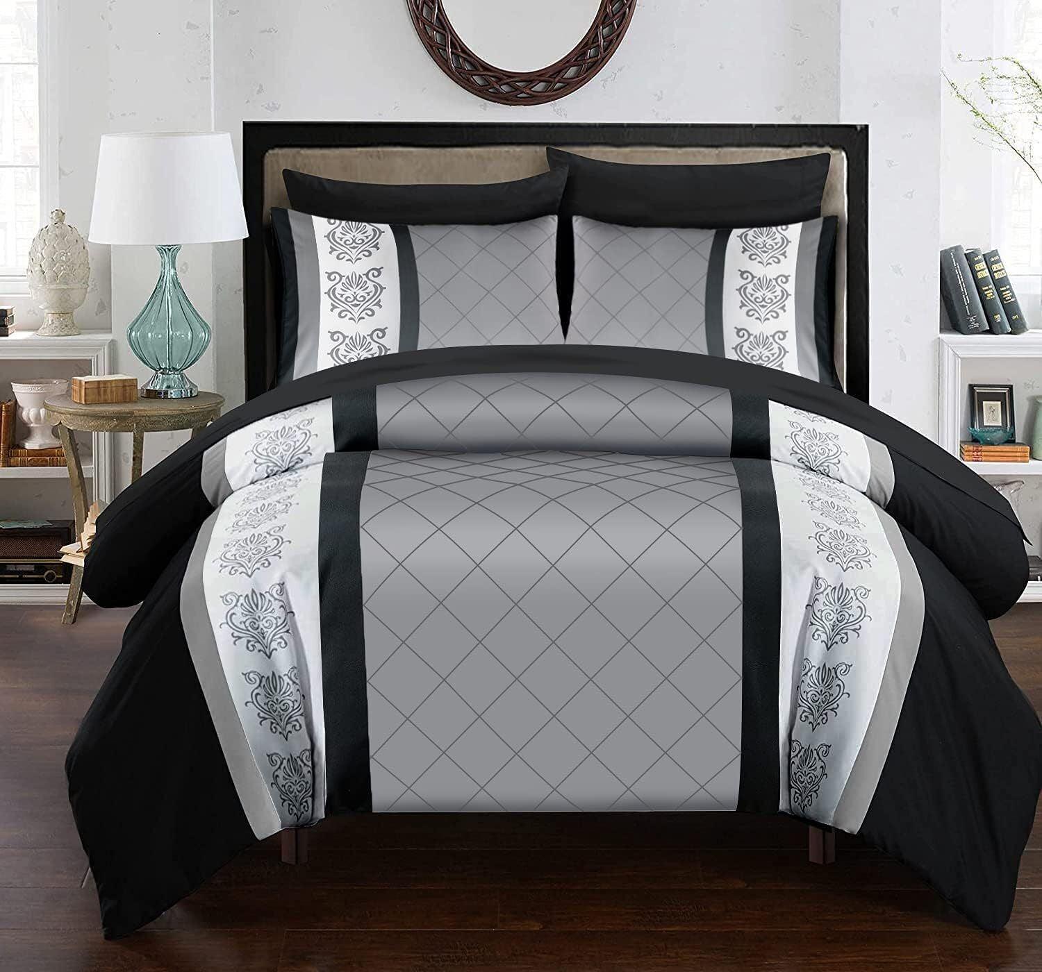 Lazzaro Duvet Cover Set-Bohemian (Grey,White and Black - Pamposh