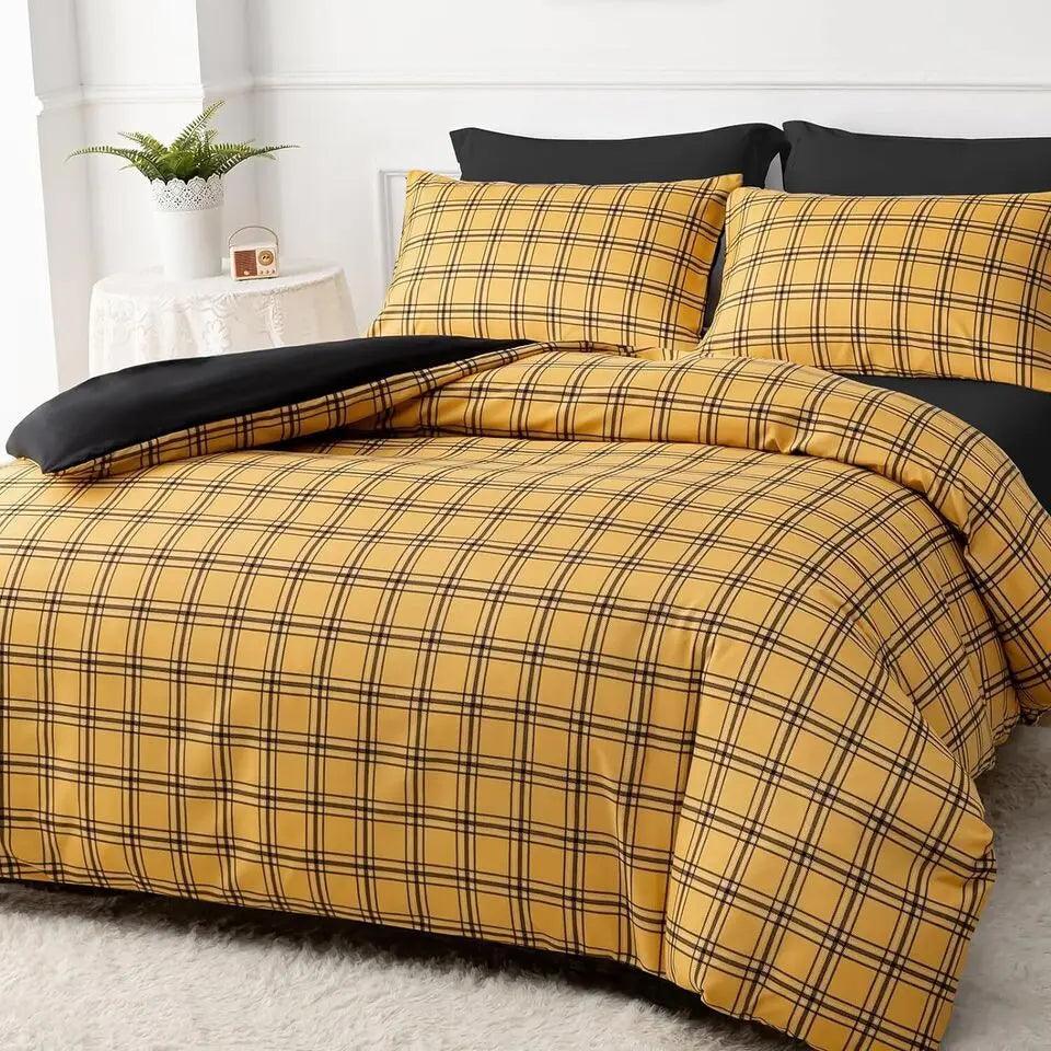 CGK Duvet Cover Set-Honey Checkered - Pamposh