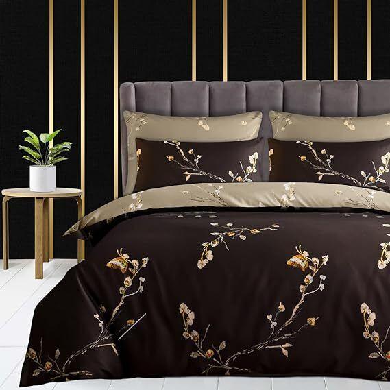 Lazzaro Duvet Cover Set-Coffee Beige (Brown) - Pamposh