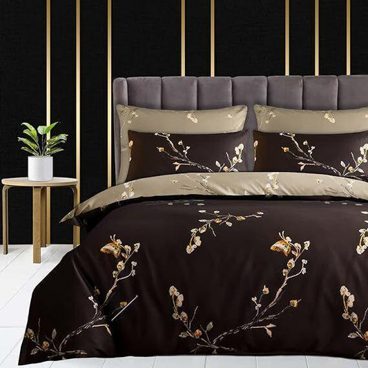 Lazzaro Duvet Cover Set-Coffee Beige (Brown) - Pamposh