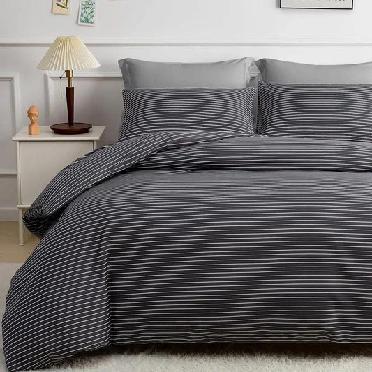 CGK Duvet Cover Set-Charcoal Pin Stripes - Pamposh