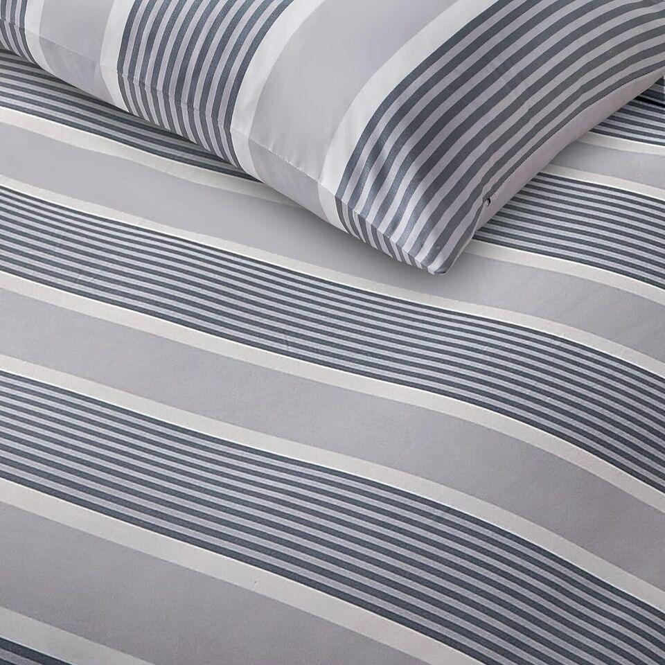 Lazzaro Duvet Cover Set-Grey and White Stripes - Pamposh