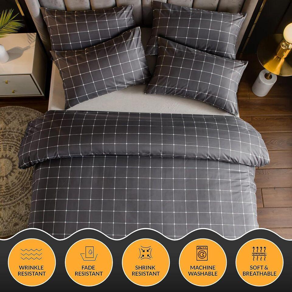 Lazzaro Duvet Cover Set-Checkered (Charcoal) - Pamposh