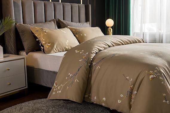 Lazzaro Duvet Cover Set-Coffee Beige (Brown) - Pamposh