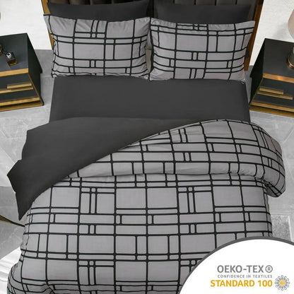 Pamposh Duvet Cover Set-Bricks (Black and Grey) - Pamposh