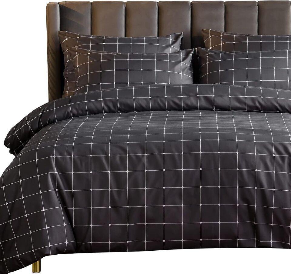 Lazzaro Duvet Cover Set-Checkered (Charcoal) - Pamposh