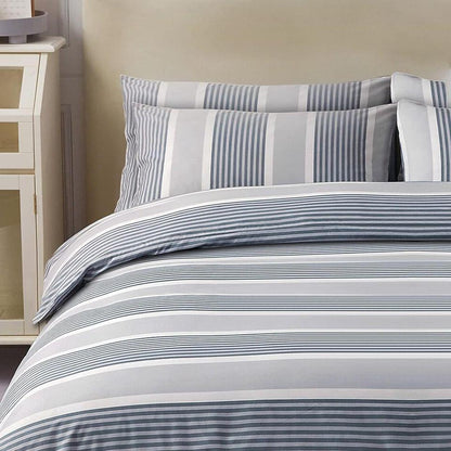 Lazzaro Duvet Cover Set-Grey and White Stripes - Pamposh