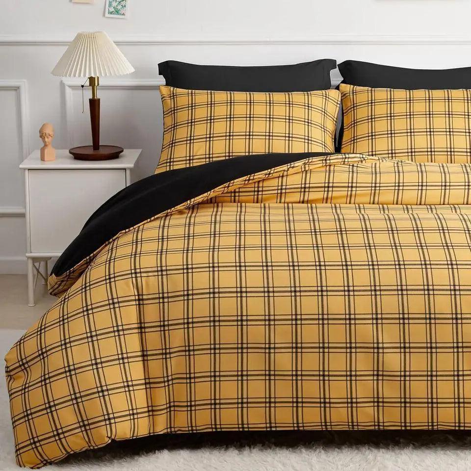 CGK Duvet Cover Set-Honey Checkered - Pamposh