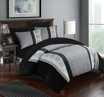 Lazzaro Duvet Cover Set-Bohemian (Grey,White and Black - Pamposh